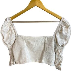 Urban Outfitters Cottagecore Cropped Top‎ Cream Puff Sleeve Size M